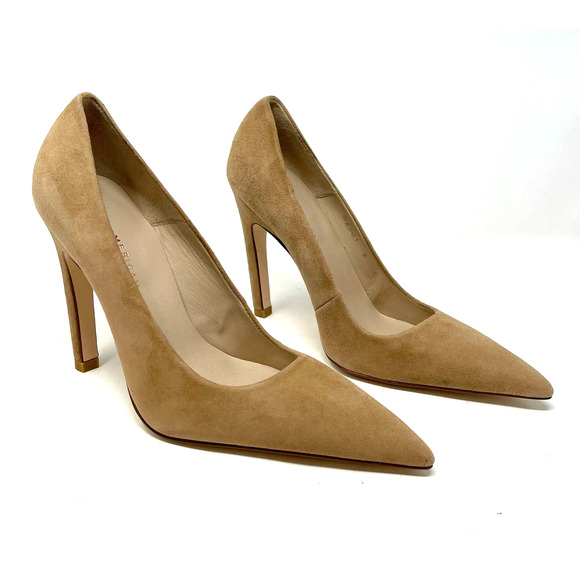 Good American Icon Pump Suede Nude Heels Size 10 NIB GA001S-X - Picture 1 of 8